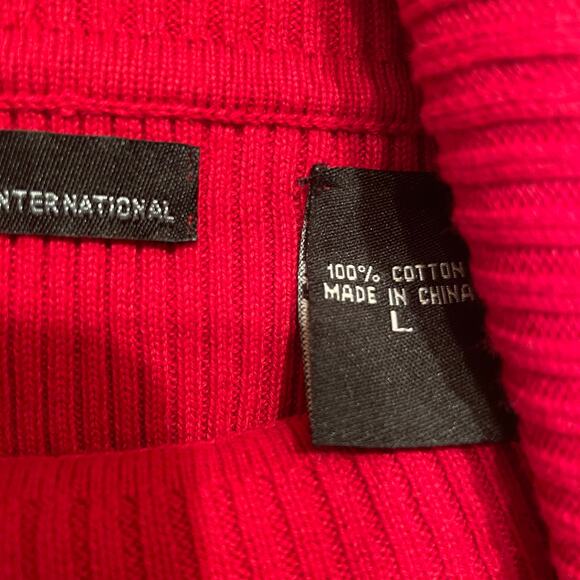 Moda International Red Turtleneck Sweater | Short Sleeve, 100% Cotton - Picture 4 of 5